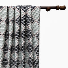 Knotted Vibes Navy Blue Cotton Embroidery Curtain Panels