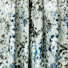 Snow Garden Ivory, Grey Printed Cotton Curtain Panels