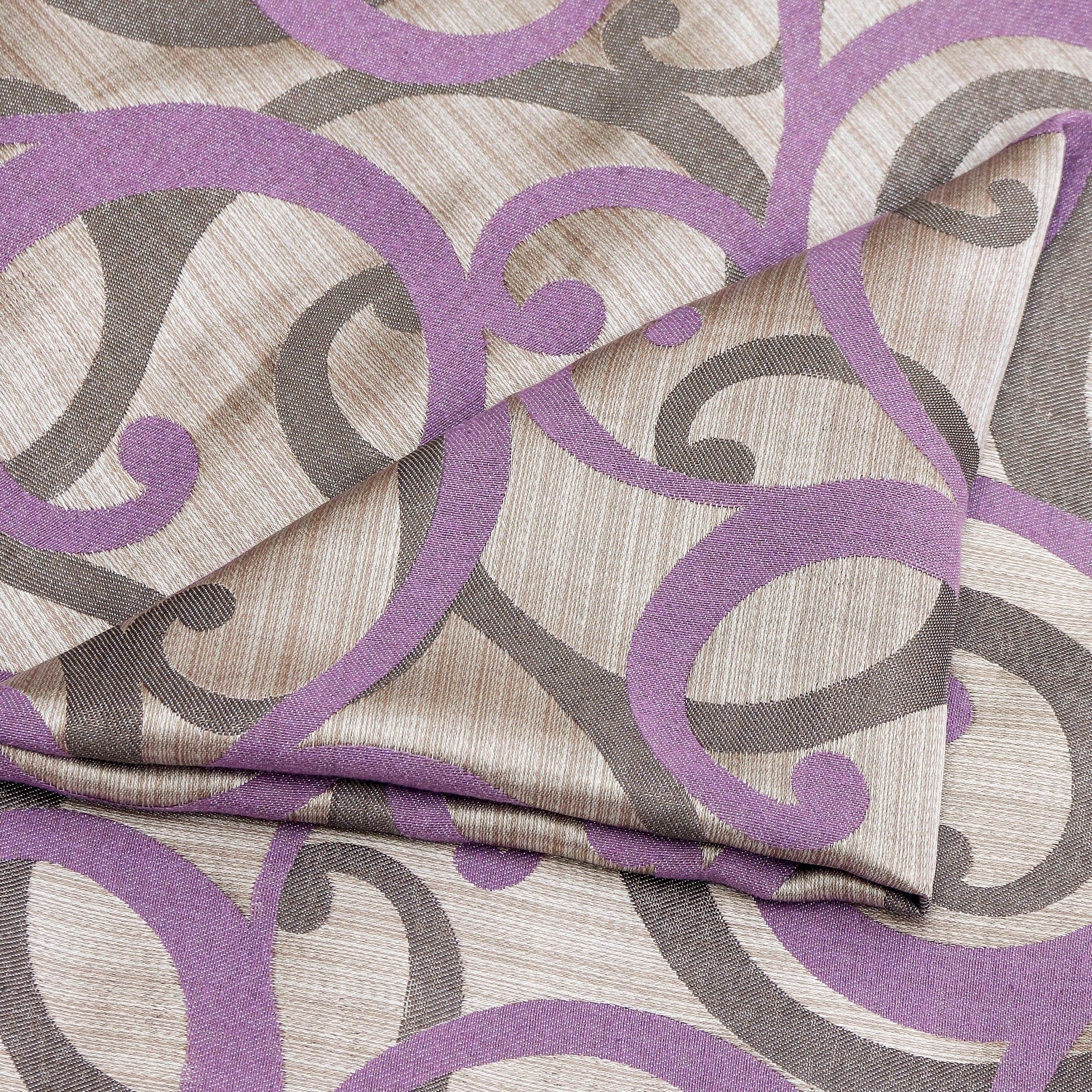 Purple Scrolls Jacquard Weave Curtain Panels