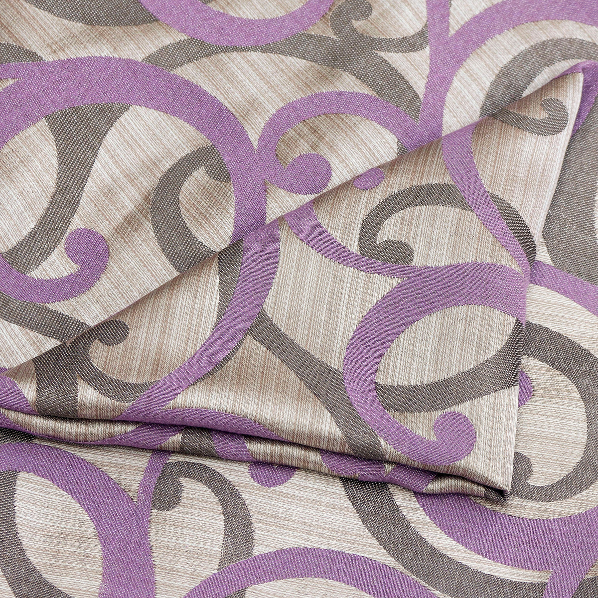 Purple Scrolls Jacquard Weave Curtain Panels