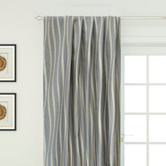 Ivory N Gold Stripes Jacquard Weave Textured Curtain Panels