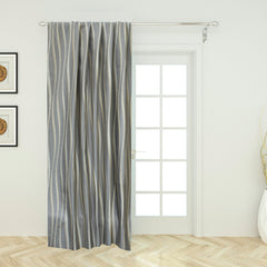 Ivory N Gold Stripes Jacquard Weave Textured Curtain Panels