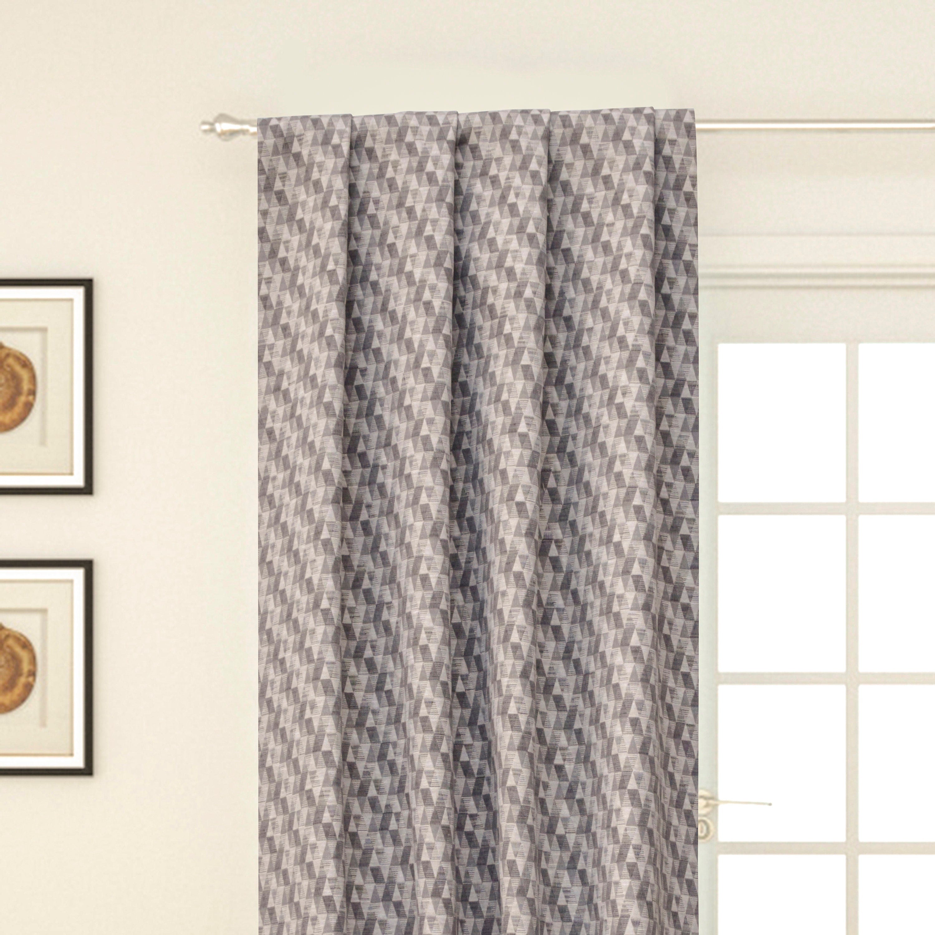 Beige Triangles Jacquard Weave Geometric Curtain Panels