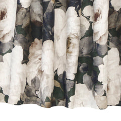 Midnight Roses Green, Brown Printed Cotton Curtain Panels