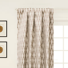 Beige Ogee Geometric Jacquard Weave Curtain Panels