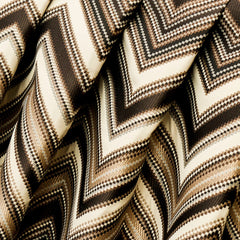 Brown Chevron Geometric Jacquard Weave Curtain Panels