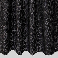 Black Gray Web Jacquard Velvet Abstract Curtain Panels