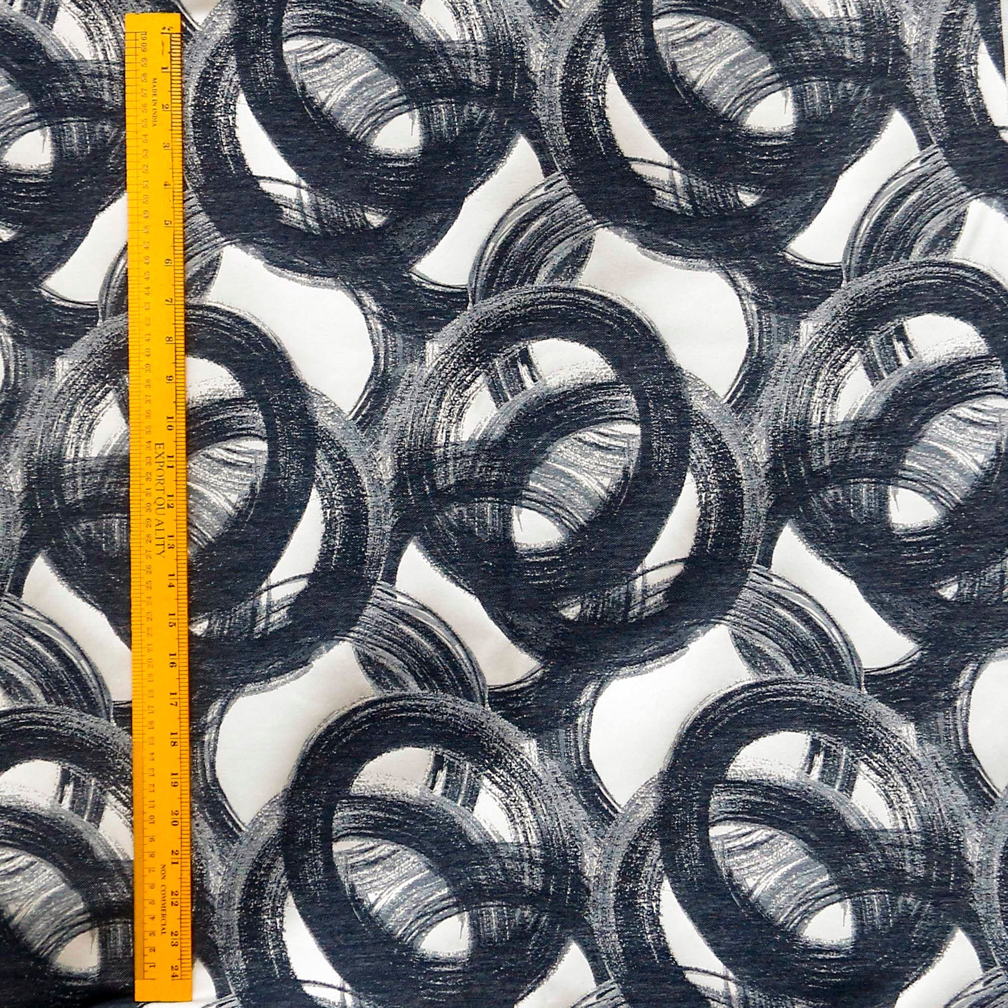 Black Midnight Circles Jacquard Weave Curtain Panels