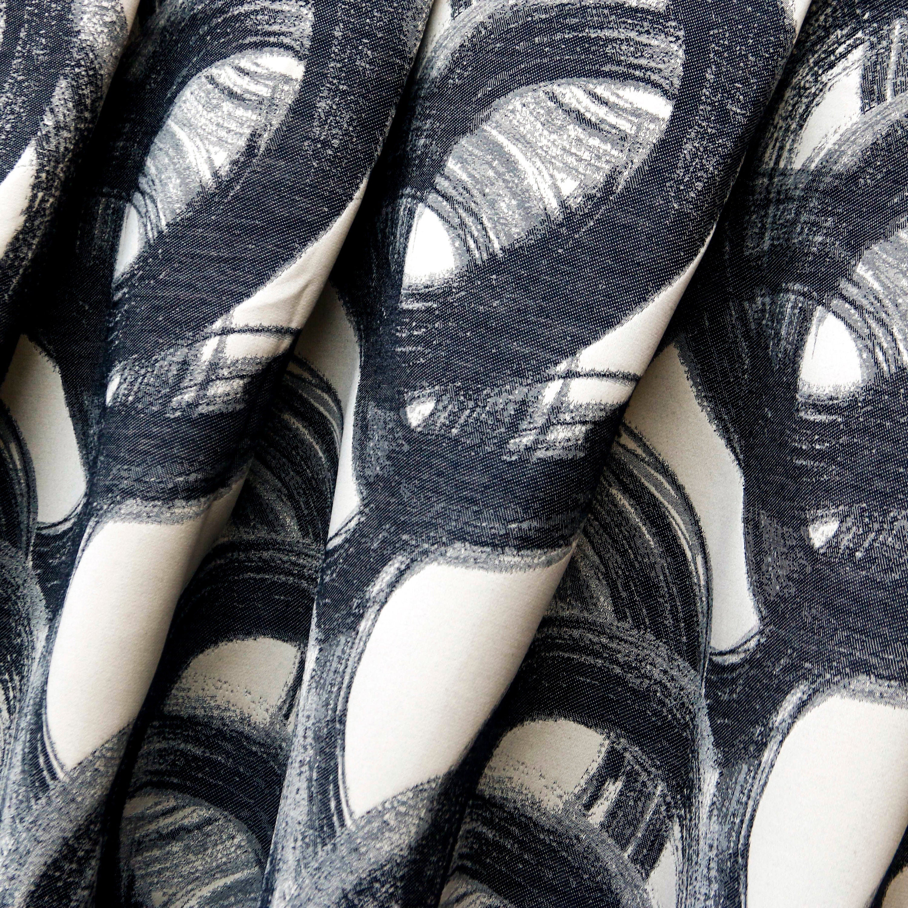 Black Midnight Circles Jacquard Weave Curtain Panels