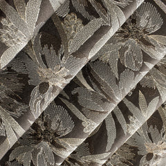 Brown Flower Embroidery Wool Embroidered Curtain Panels