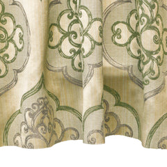 Geometric Olive Green Jacquard Weave Damask Curtain Panels