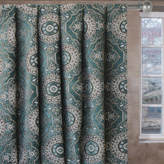Geometric Eclectic Teal Chenille Velvet Curtain Panels