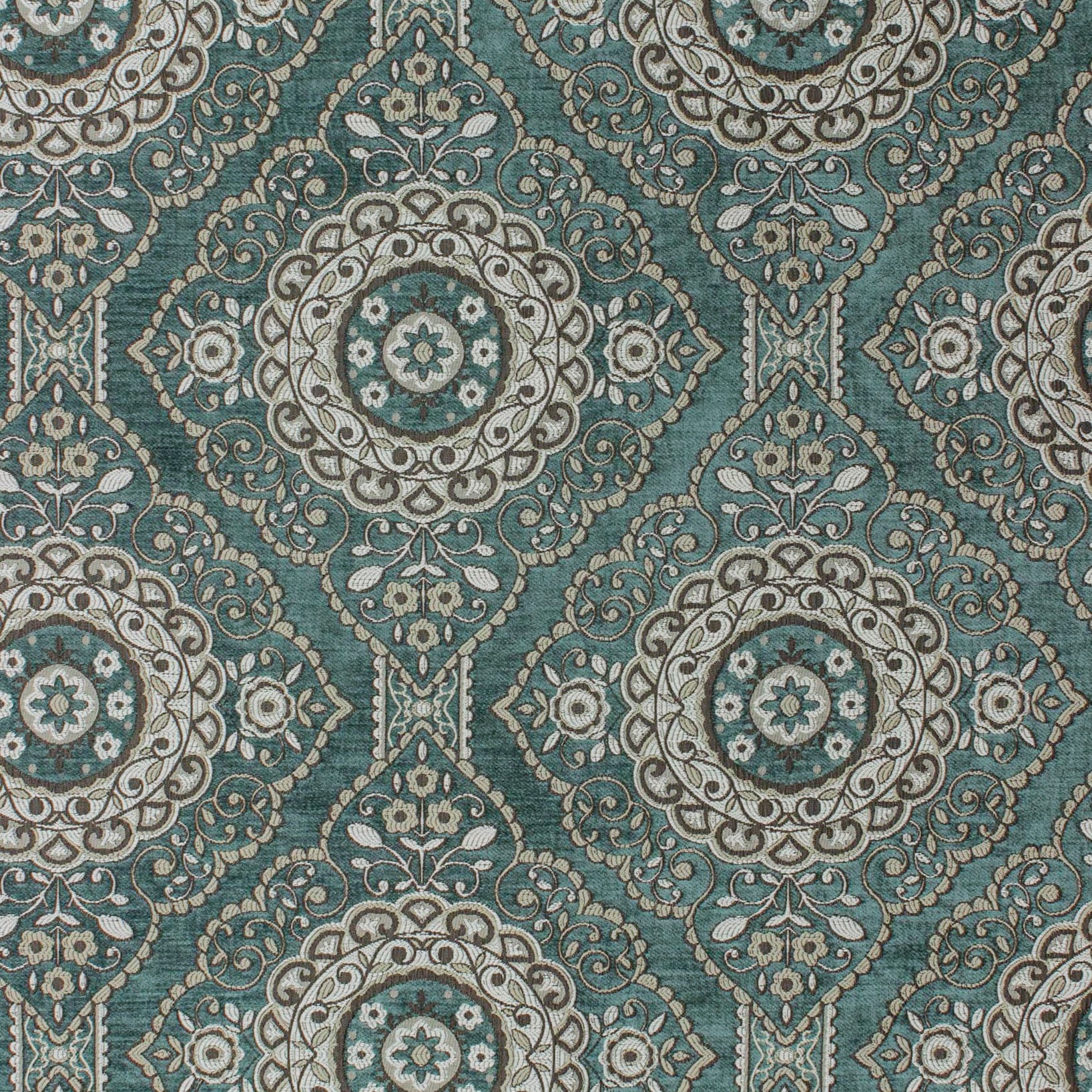 Geometric Eclectic Teal Chenille Velvet Curtain Panels