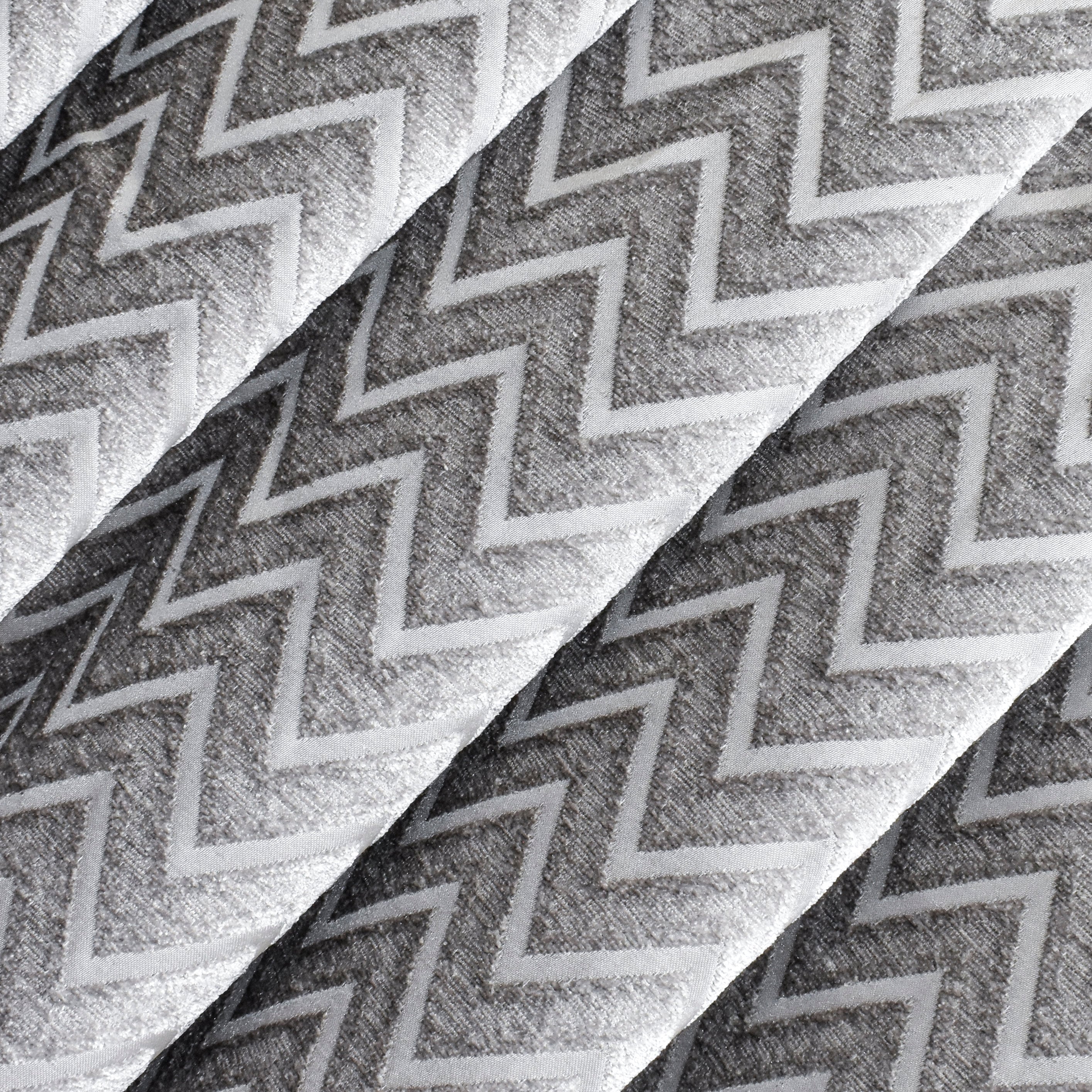 Silver Chevron Jacquard Velvet Curtain Panels