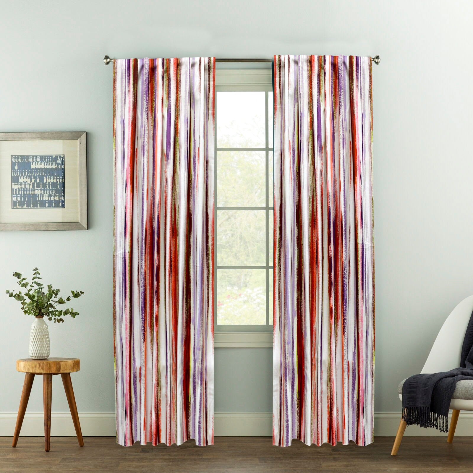 Colorful Stripes Printed Cotton Curtain Panels