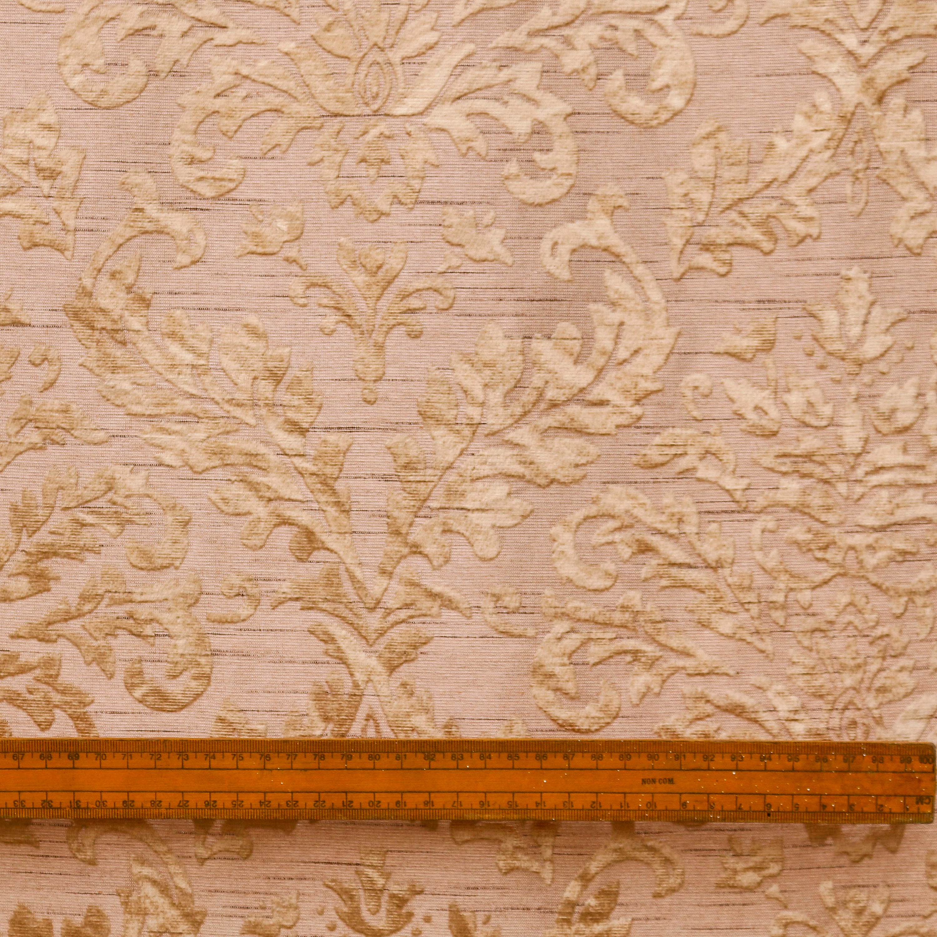 Peach Damask Burnout Velvet Curtain Panels