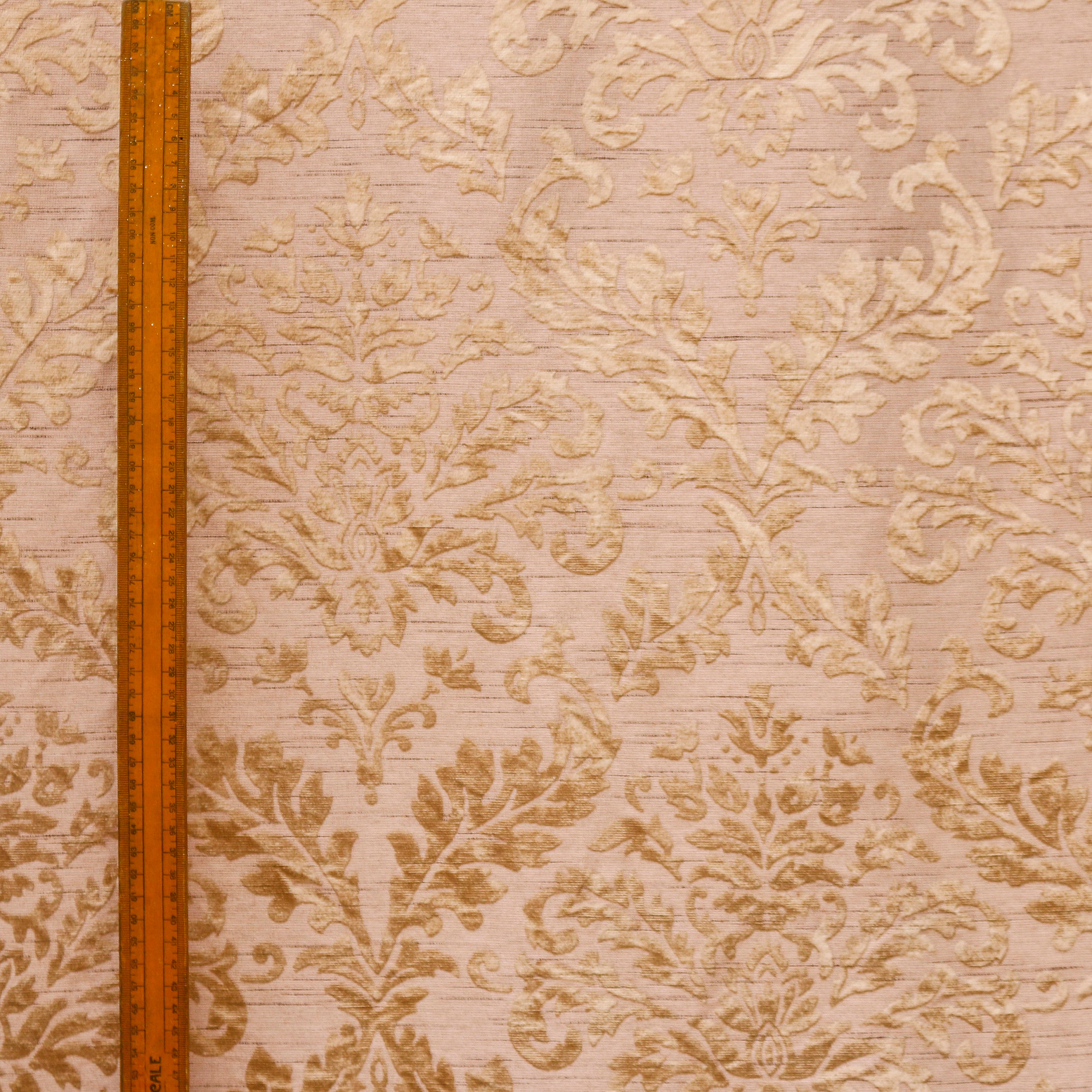 Peach Damask Burnout Velvet Curtain Panels