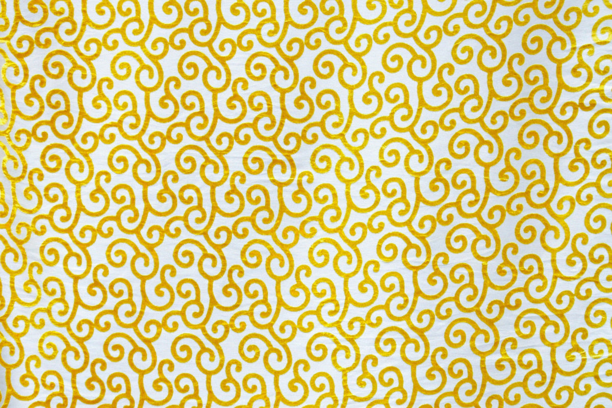 Mimosa Yellow Scrolls Burnout Velvet Curtain Panels