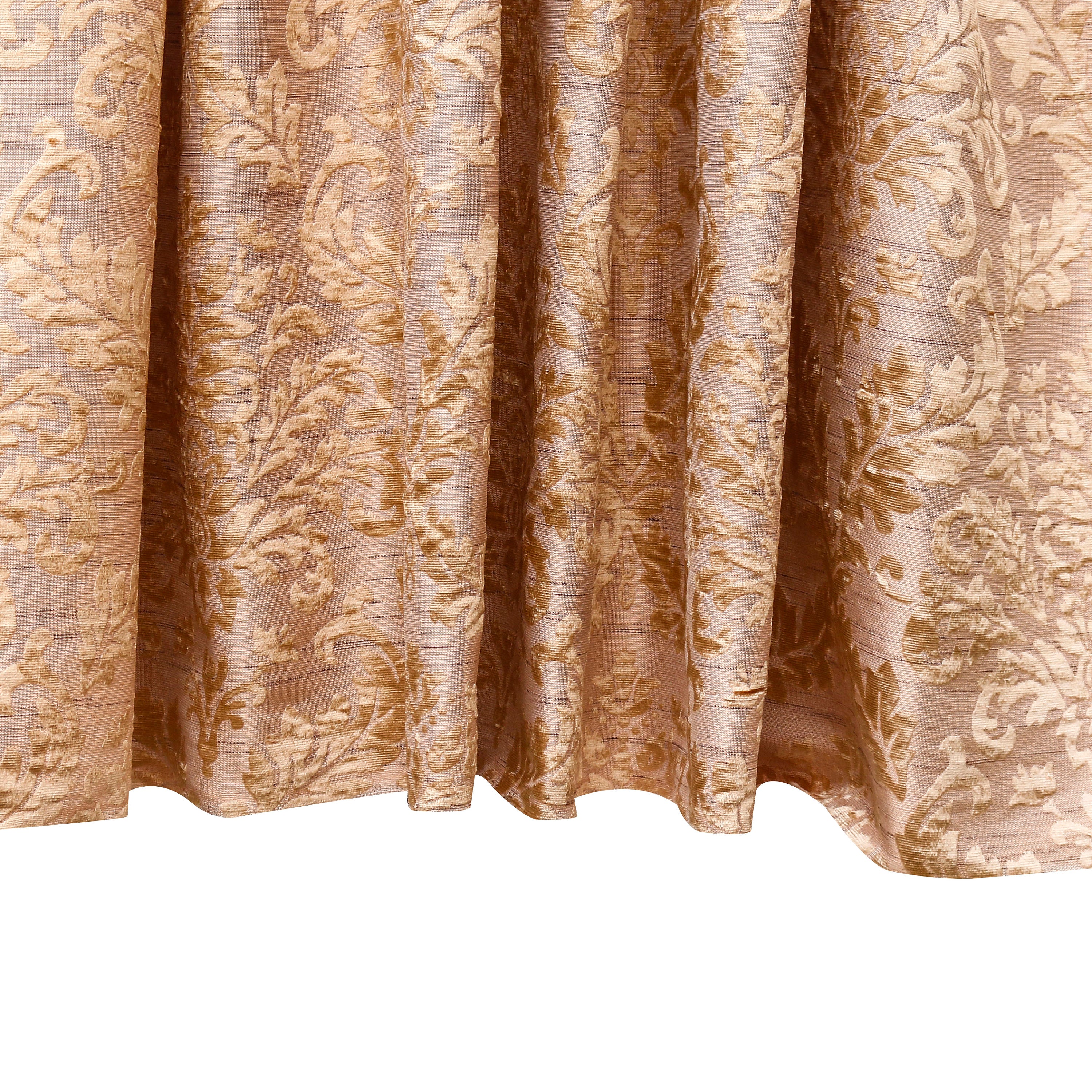 Peach Damask Burnout Velvet Curtain Panels