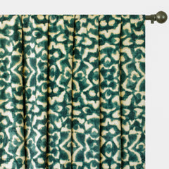 Green N Ivory Abstract Digital Printed Velvet Curtain Panels
