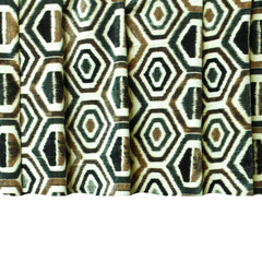 Bottle Green Geometric Digital Printed Velvet Curtain Panels