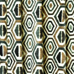 Bottle Green Geometric Digital Printed Velvet Curtain Panels