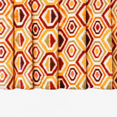 Yellow, Orange Geometric Digital Print Velvet Curtain Panels