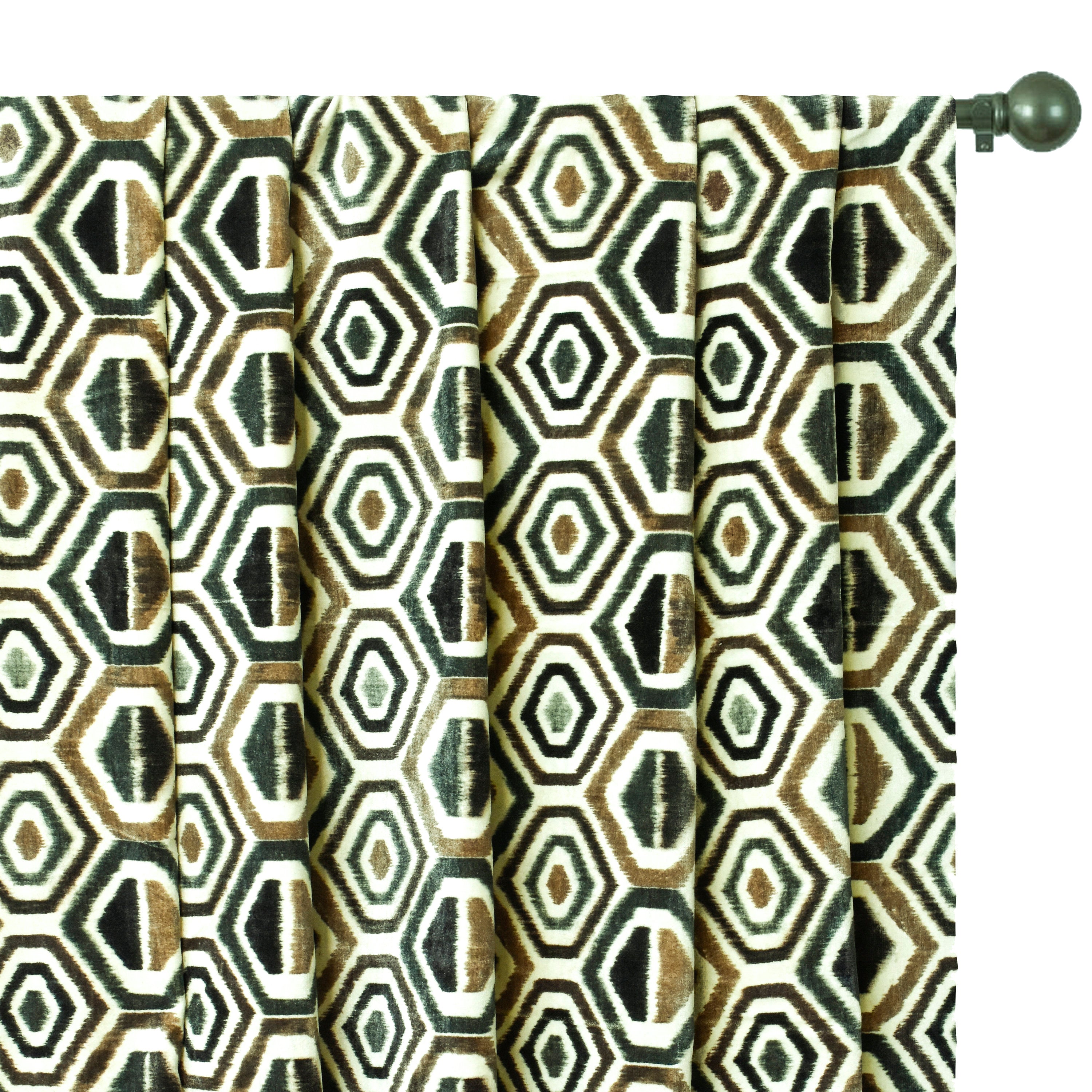 Bottle Green Geometric Digital Printed Velvet Curtain Panels