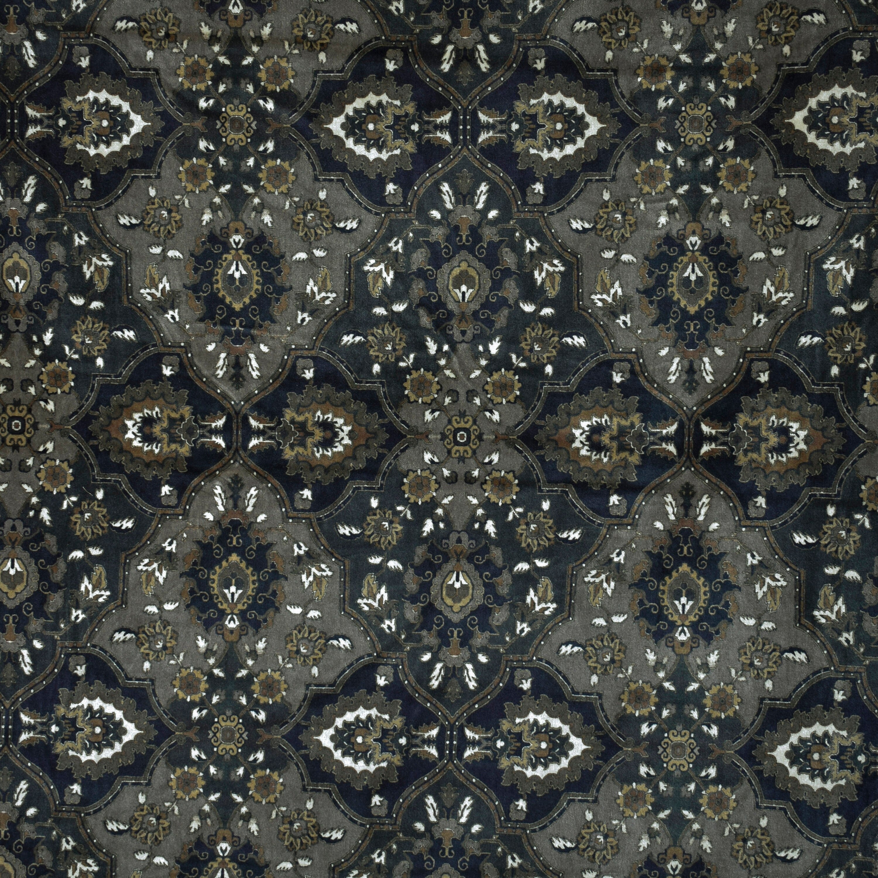 Arabic Black Abstract Digital Printed Velvet Curtain Panels