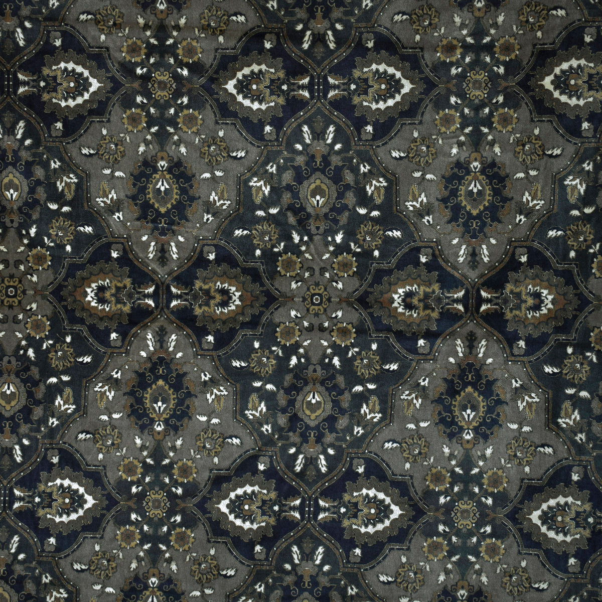 Arabic Black Abstract Digital Printed Velvet Curtain Panels