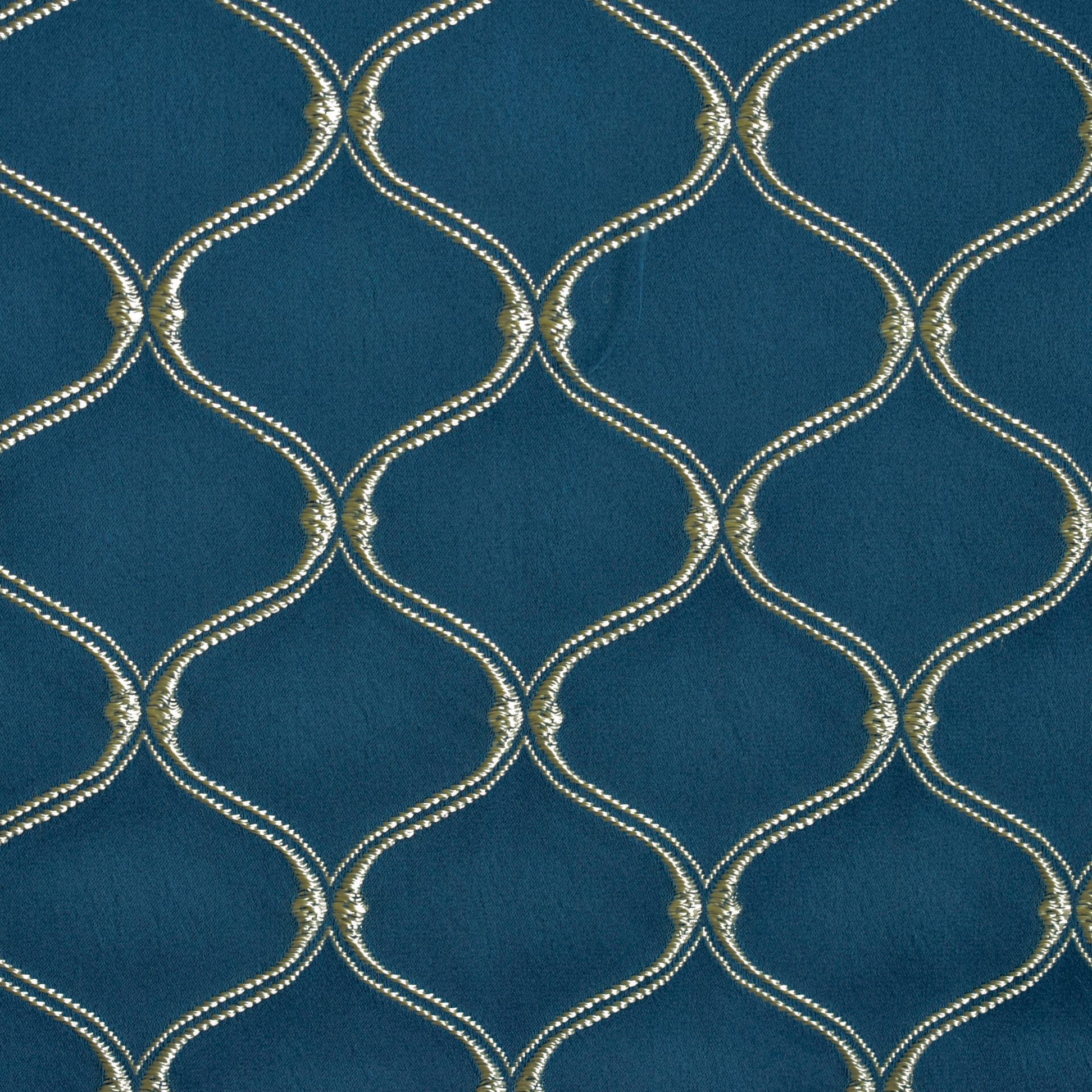 Navy Blue Moroccan Cotton Embroidered Curtain Panels