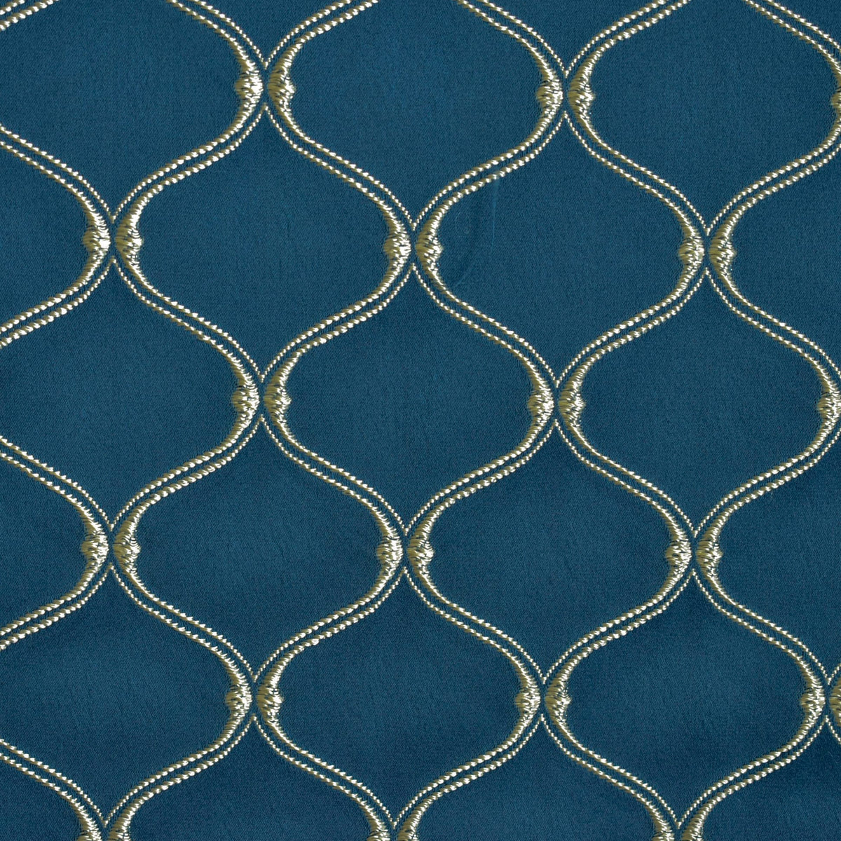 Navy Blue Moroccan Cotton Embroidered Curtain Panels