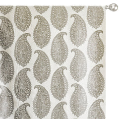 Ivory N Grey Paisley Cotton Woven Curtain Panels