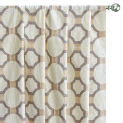 Ivory Medallion Geometric Cotton Embroidered Curtain Panels