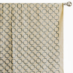 Beige Medallion Geometric Cotton Embroidered Curtain Panels