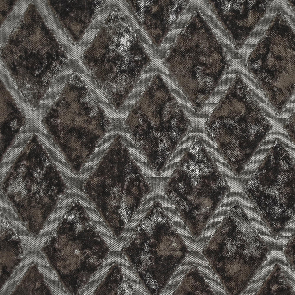 Geometric Diamonds Charcoal Jacquard Velvet Curtain Panels