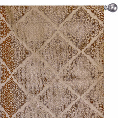 Light Brown Damask Jacquard Velvet Geometric Curtain Panels