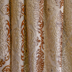 Light Brown Damask Jacquard Velvet Geometric Curtain Panels