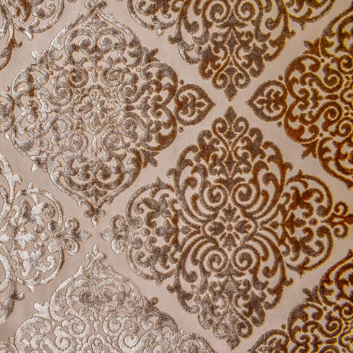 Light Brown Damask Jacquard Velvet Geometric Curtain Panels