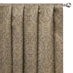 Beige Damask With Copper Lurex Zari Woven Curtain Panels