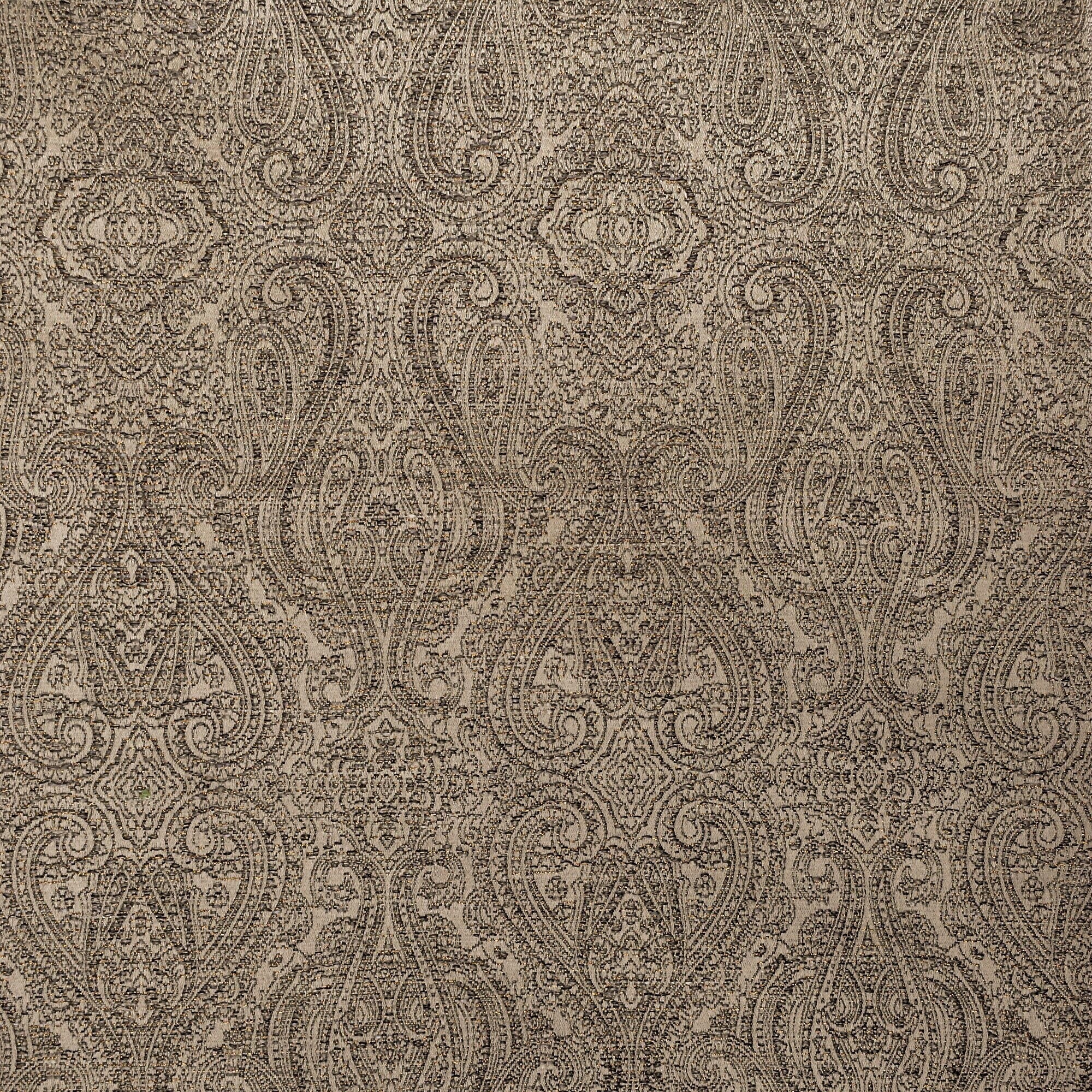 Beige Damask With Copper Lurex Zari Woven Curtain Panels