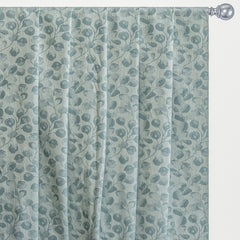 Dusky Blue Petals Jacquard Weave Curtain Panels