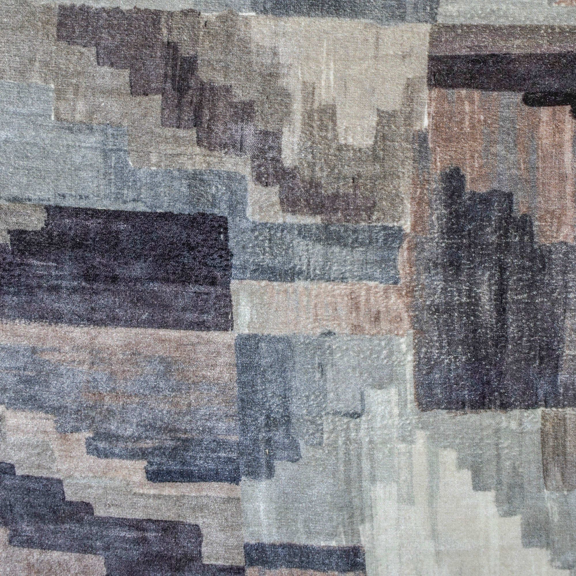 Shades of Gray N Brown Abstract Velvet Print Curtain Panels
