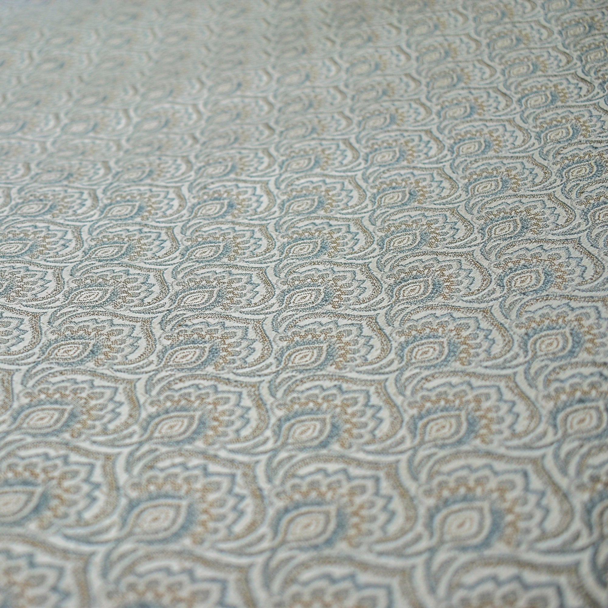 Floral Teal Peacock Jacquard Weave Curtain Panels