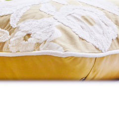 Snowy Blossoms - Beige Velvet Throw Pillow Cover