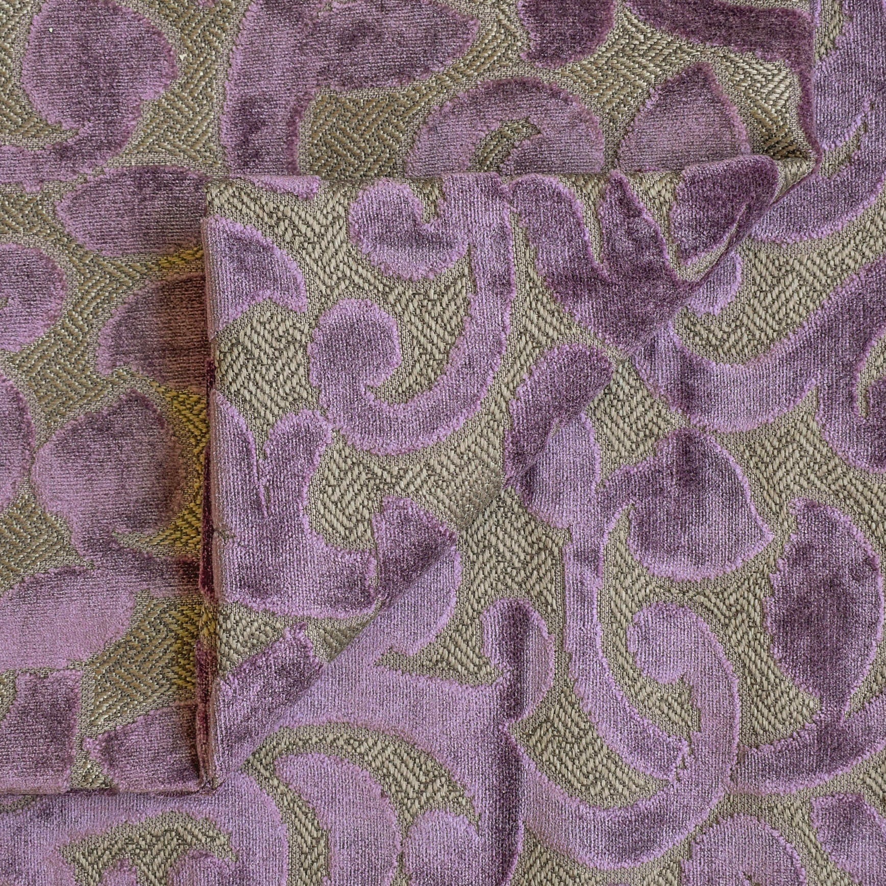 Purple Floral Jacquard Velvet Curtain Panels