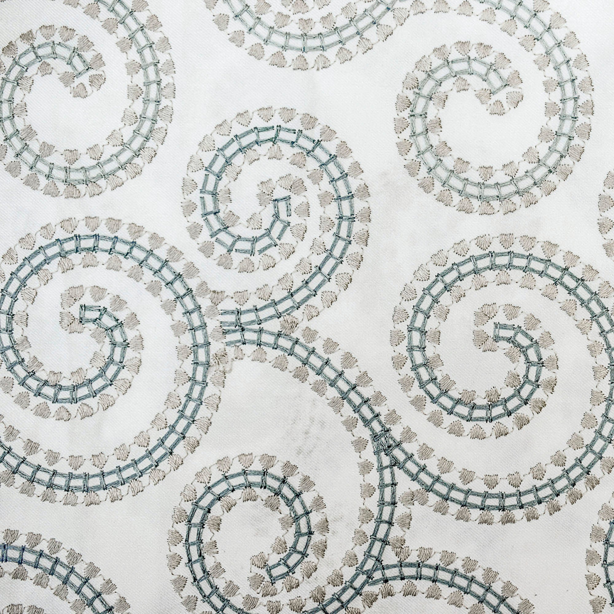 Spirals N Scrolls Ivory Cotton Embroidery Curtain Panels