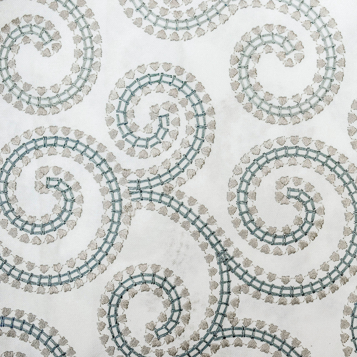Spirals N Scrolls Ivory Cotton Embroidery Curtain Panels