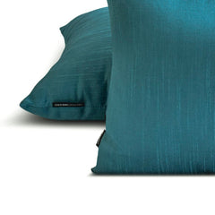Teal Blue Luxury - Teal Blue Art Silk Throw Pillow Cover Pack of 2