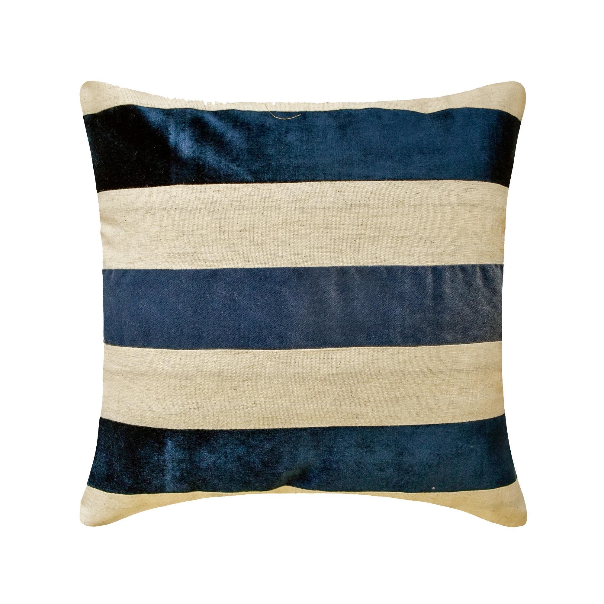 Velvet Band Navy Throw Pillow Cover
